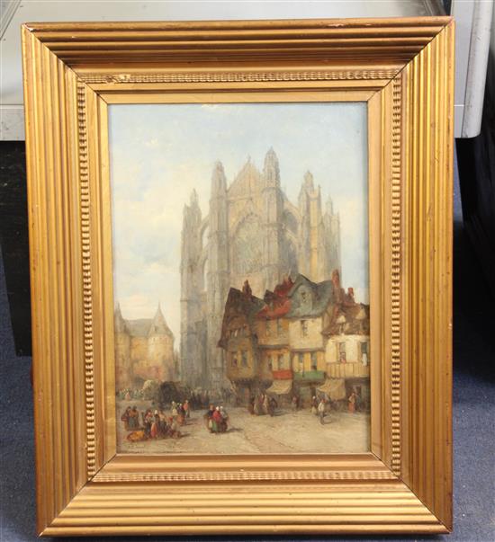 Lewis John Wood (1813-1901) Beau... view of a cathedral 15.5 x 11in.